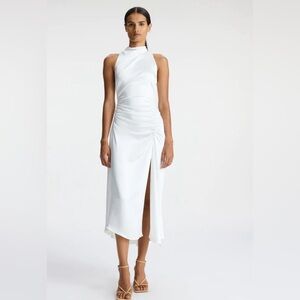 ALC Inez Satin Midi Dress In Whisper White Size 2/Small